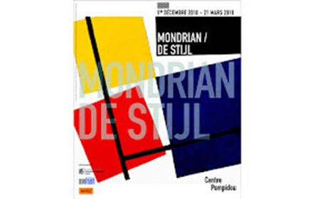 A poster of mondrian in different colors.