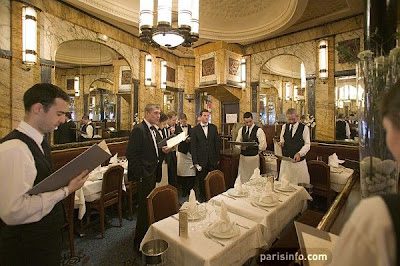 Servers in a Paris restaurant