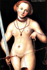 A painting of a naked woman holding a sword.