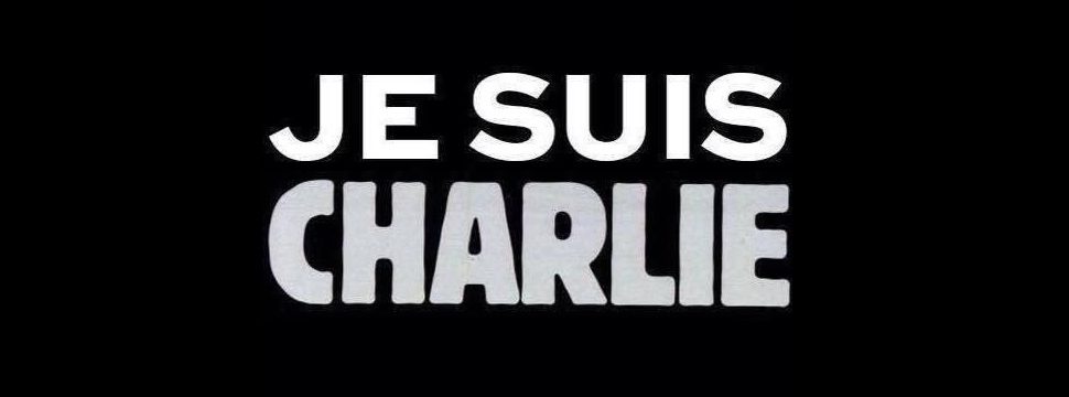 A black and white image of the words je suis charlie.
